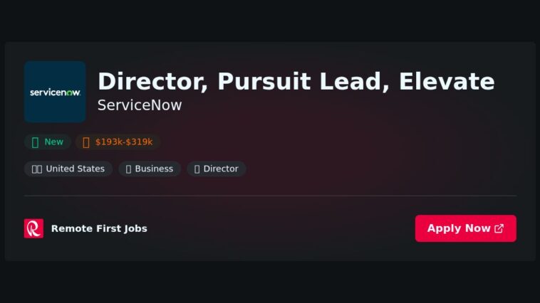 Director, Pursuit Lead, Elevate at ServiceNow Jobs | Skills & Interview Guide Director, Pursuit Lead, Elevate at ServiceNow Jobs | Skills & Interview Guide