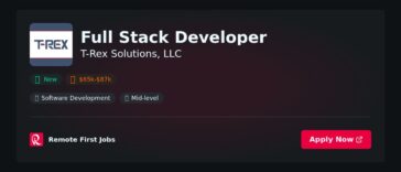 Full Stack Developer at T-Rex Solutions, LLC Jobs | Skills & Interview Guide