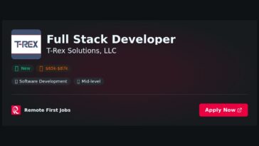 Full Stack Developer at T-Rex Solutions, LLC Jobs | Skills & Interview Guide