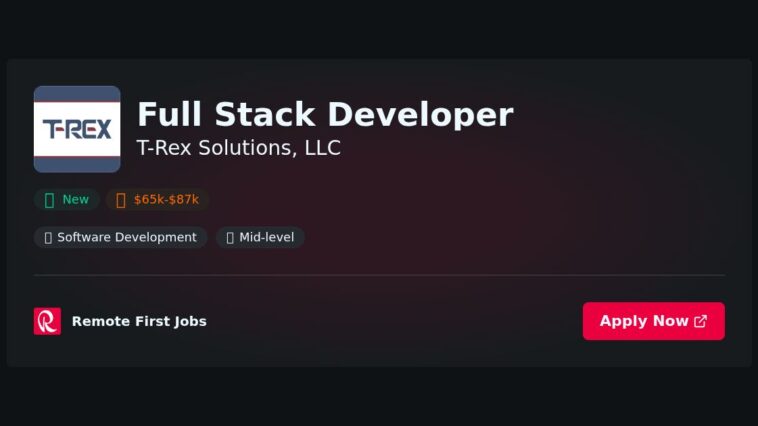 Full Stack Developer at T-Rex Solutions, LLC Jobs | Skills & Interview Guide Full Stack Developer at T-Rex Solutions, LLC Jobs | Skills & Interview Guide