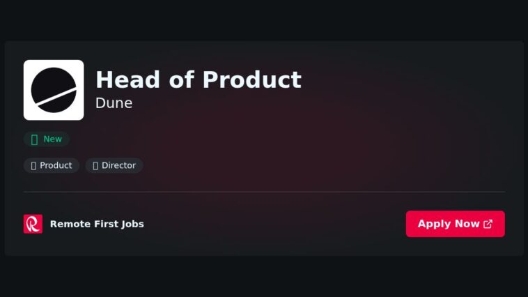 Head of Product at Dune Jobs | Skills & Interview Guide