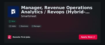 Manager, Revenue Operations Analytics / Revops (Hybrid- Bangalore) at Smartsheet Jobs | Skills & Interview Guide