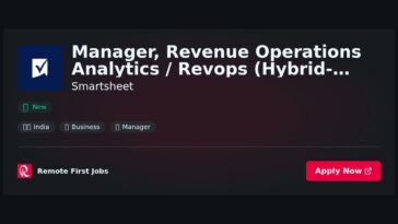 Manager, Revenue Operations Analytics / Revops (Hybrid- Bangalore) at Smartsheet Jobs | Skills & Interview Guide
