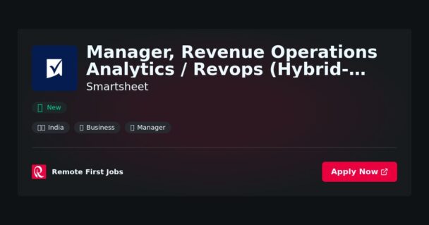 Manager, Revenue Operations Analytics / Revops (Hybrid- Bangalore) at Smartsheet Jobs | Skills & Interview Guide Manager, Revenue Operations Analytics / Revops (Hybrid- Bangalore) at Smartsheet Jobs | Skills & Interview Guide