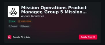Mission Operations Product Manager, Group 5 Mission Autonomy at Anduril Industries Jobs | Skills & Interview Guide