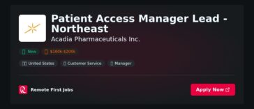 Patient Access Manager Lead – Northeast at Acadia Pharmaceuticals Inc. Jobs | Skills & Interview Guide