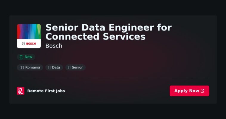 Senior Data Engineer for Connected Services at Bosch Jobs | Skills & Interview Guide