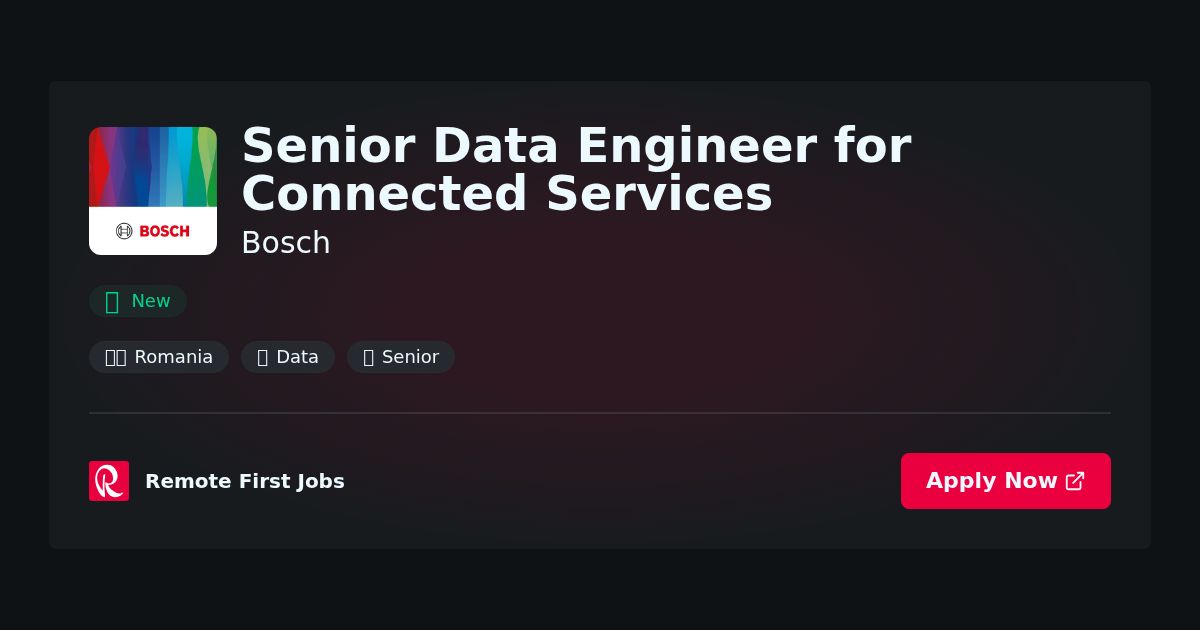 Senior Data Engineer for Connected Services at Bosch Jobs | Skills & Interview Guide Senior Data Engineer for Connected Services at Bosch Jobs | Skills & Interview Guide