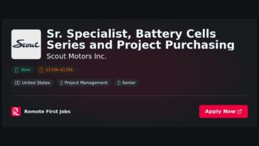 Sr. Specialist, Battery Cells Series and Project Purchasing at Scout Motors Inc. Jobs | Skills & Interview Guide